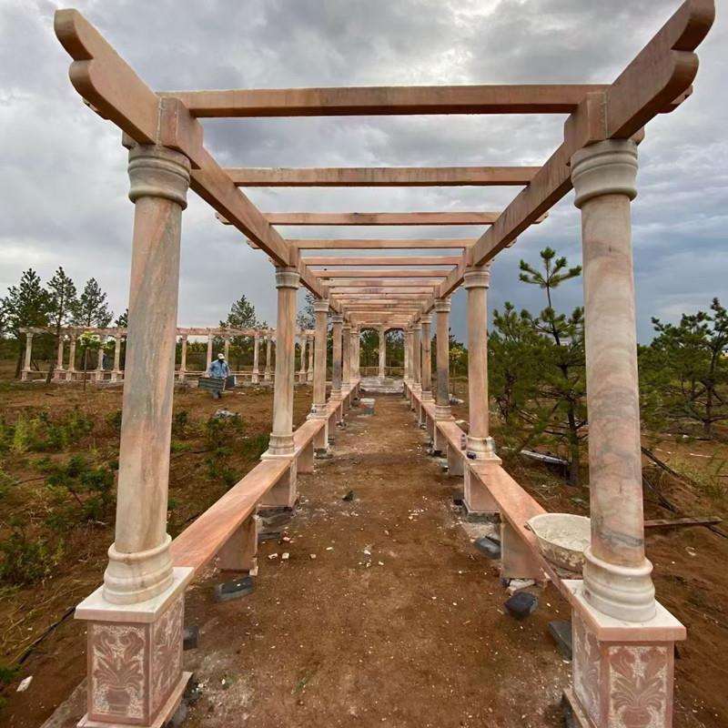 石雕汉白玉长廊花岗岩葡萄架公园景观花岗岩凉亭双层青石龙柱石亭