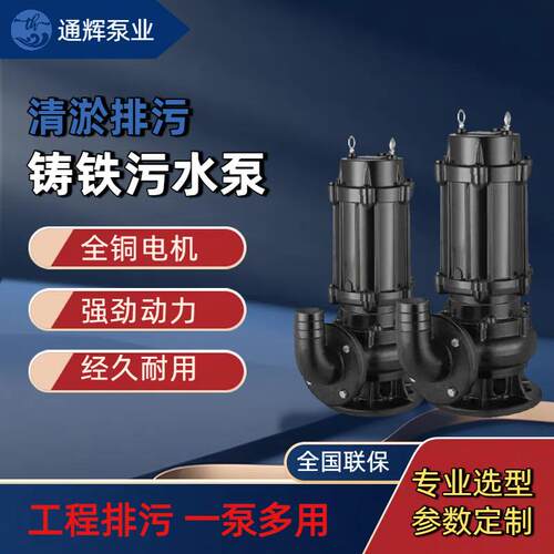 WQ污水泵380v三相电机耐腐蚀抽粪泥浆无堵塞提升潜水排污泵厂家