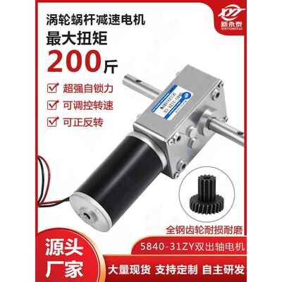 5840-31ZY涡轮蜗杆微型直流减速调速电机12v24v自锁齿轮双轴马达