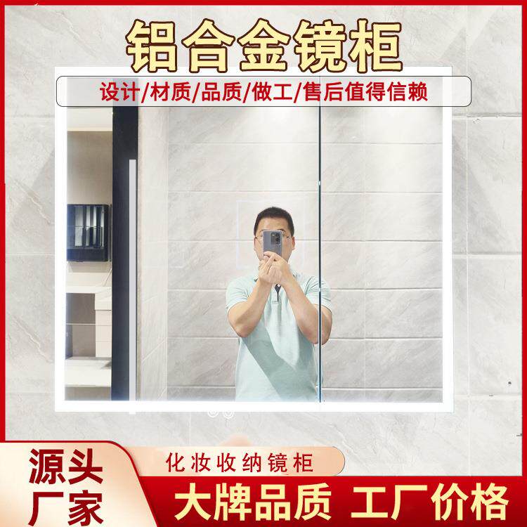 挂墙式镜柜铝合金美妆智能浴室防潮镜到顶卫生间收纳一体镜箱非标