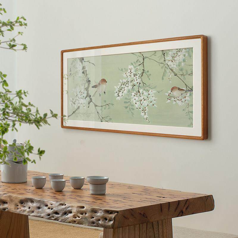 新中式花鸟装饰画客厅悬挂画框有框画可定制优雅壁画