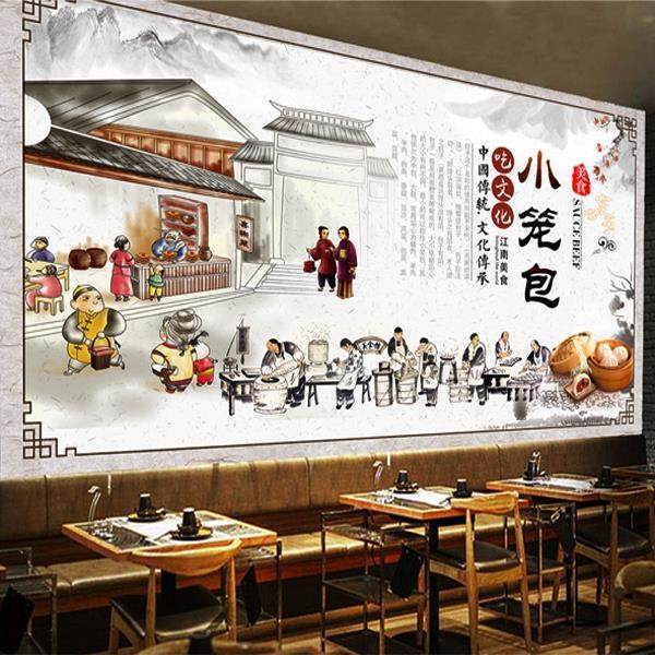 复古怀旧早点小笼包子油条豆浆水饺面条餐馆壁画小吃饭店墙贴壁纸,个性定制/设计服务/DIY,写真/海报印制,淘宝优惠券,粉丝福利购,淘宝优惠卷