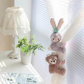 可爱毛绒公仔系带窗帘扣儿童房创意卡通达菲兔兔简约窗帘绑带装饰