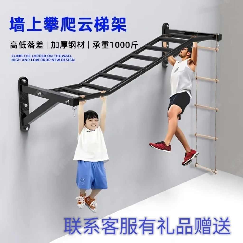 家用高低式墙体攀爬云梯引体向上单杠健身室内墙上挂墙训练器厂家