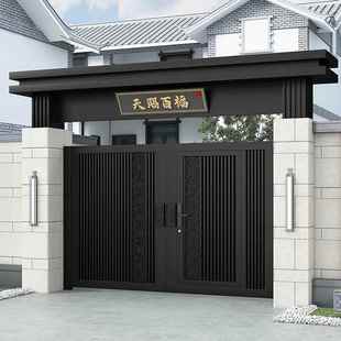 铁艺庭院别墅大门门楼铝合金花园门院子门农村不锈钢小区入户门