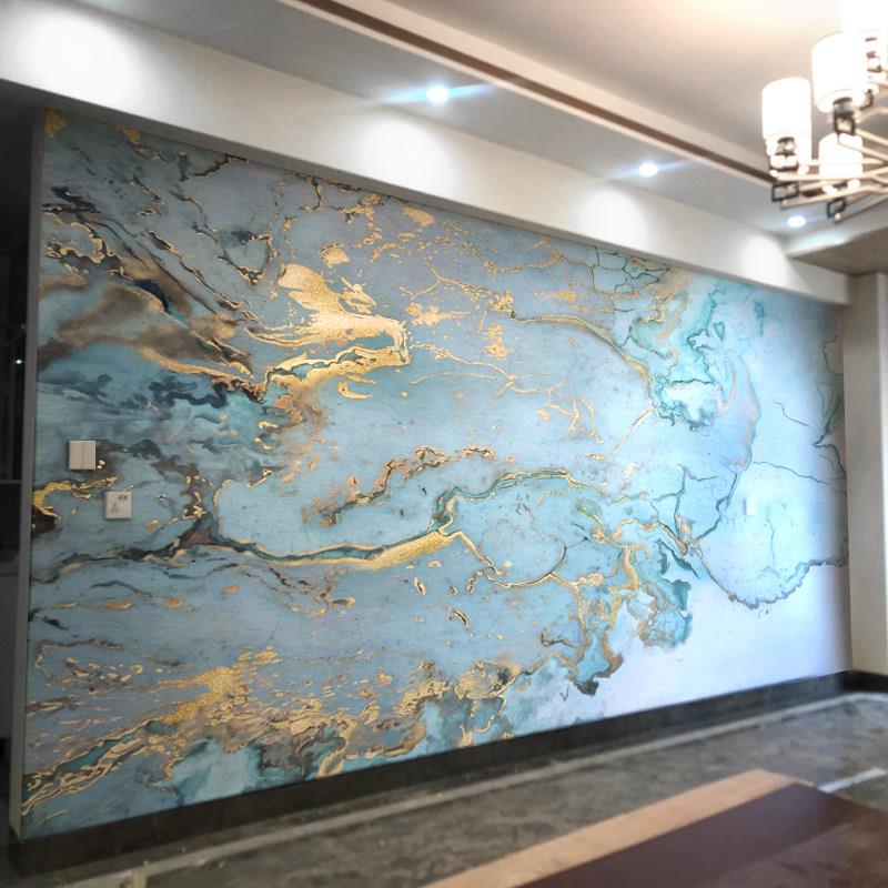 北欧轻奢烫金大理石纹集成护墙板公司前台碳晶板卧室电视背景墙板