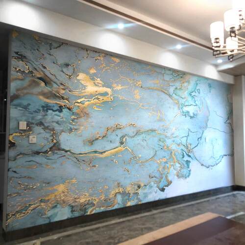 北欧轻奢烫金大理石纹集成护墙板公司前台碳晶板卧室电视背景墙板