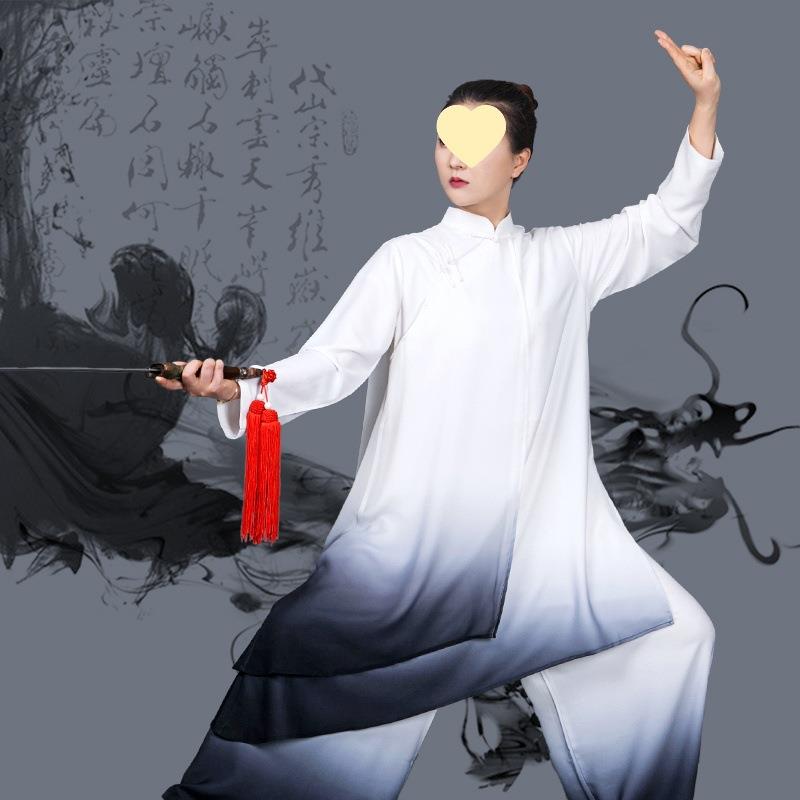 小和山新款太极服女春夏渐变色太极拳练功服比赛表演服飘逸中国风