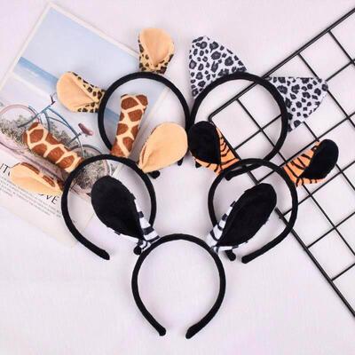 Halloween Animal Costume Tiger Giraffe Ears Hair Hoop Tail