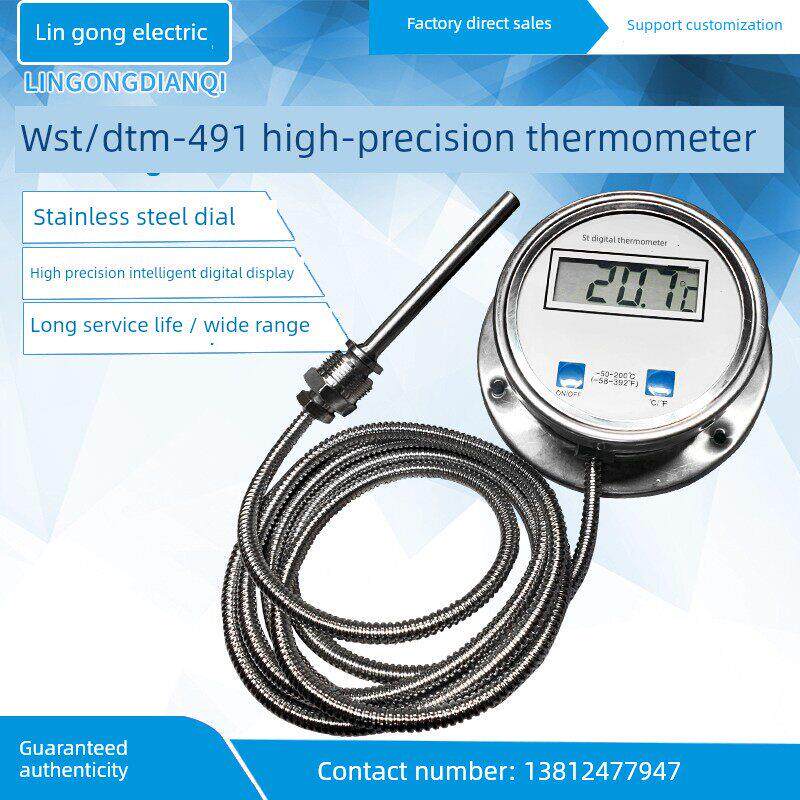 数显温度计 带探头WST/DTM-491高精度测温仪 工业数字水温表