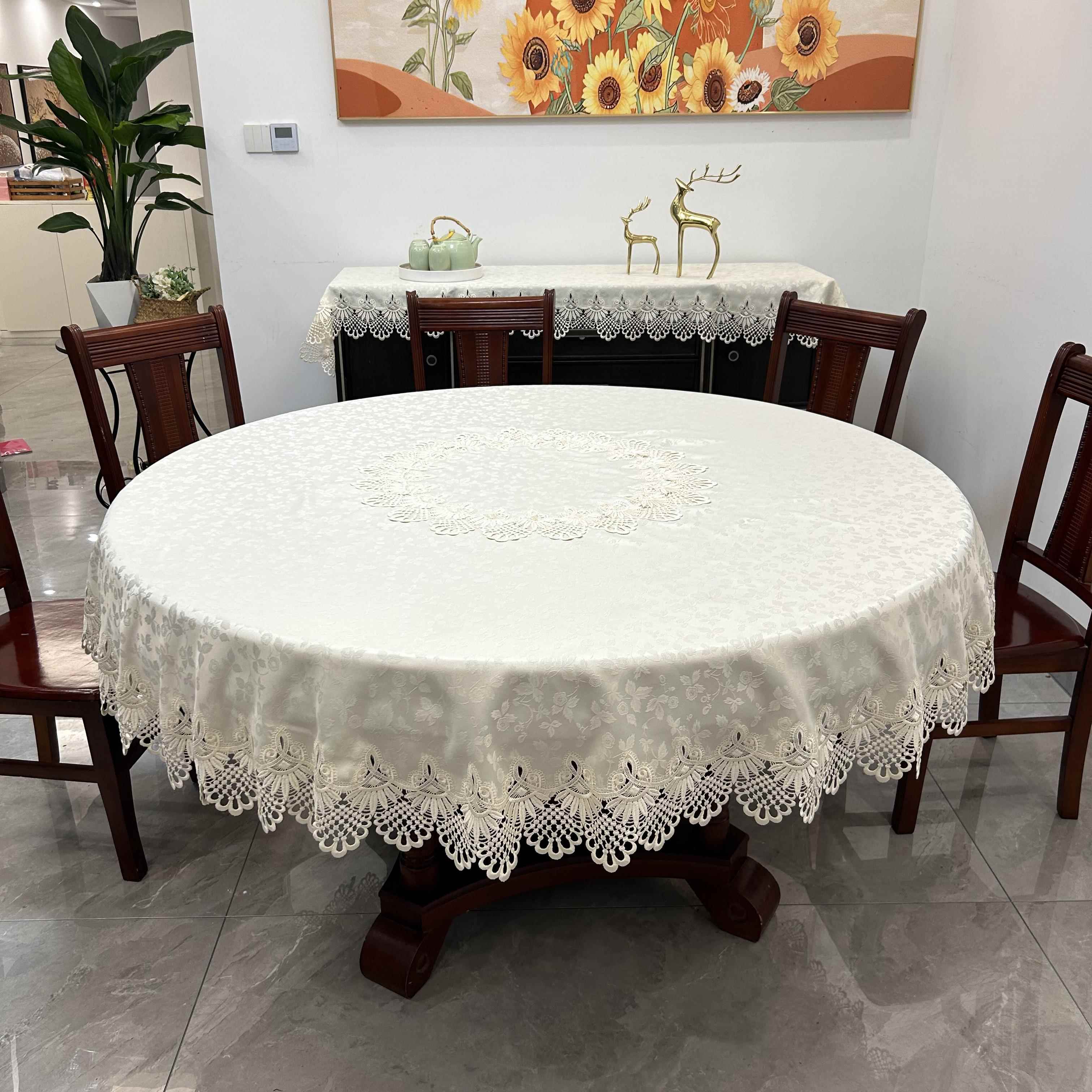 布艺桌布圆桌餐台布圆形大圆桌圆盘中式欧式美式欧式简约现代家用