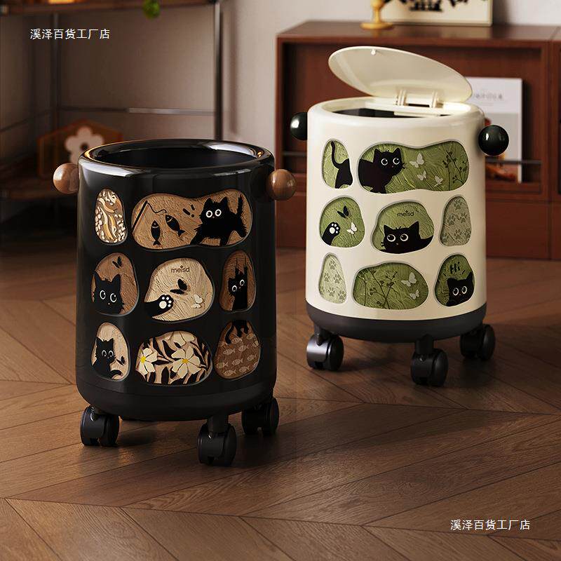 中古风垃圾桶2025新款家用客厅轻奢高颜值卧室带盖卫生桶