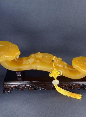 XEI3天然玉石新中式如意摆件客厅玄关酒柜办公室桌面装饰品玉如意