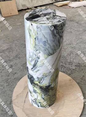 大理石圆形立柱摆件底座玄关落地高低展示台花架高端装饰墩子
