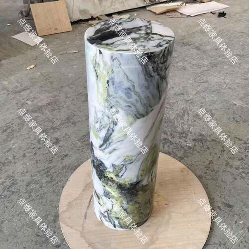 大理石圆形立柱摆件底座玄关落地高低展示台花架高端装饰墩子
