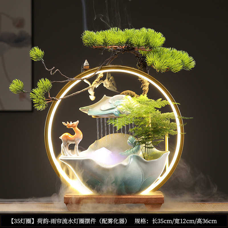 招财办公室礼品循环摆件中式潮国流桌面水器家居喷泉开业客厅陶瓷