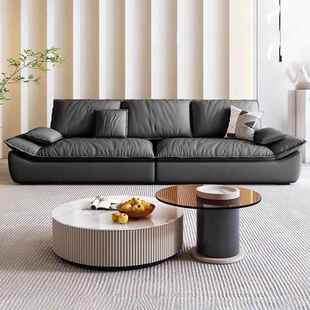 225新款 布艺沙发简约奶油风猫抓小户型客大ESW坐0绒深直排帆厅船