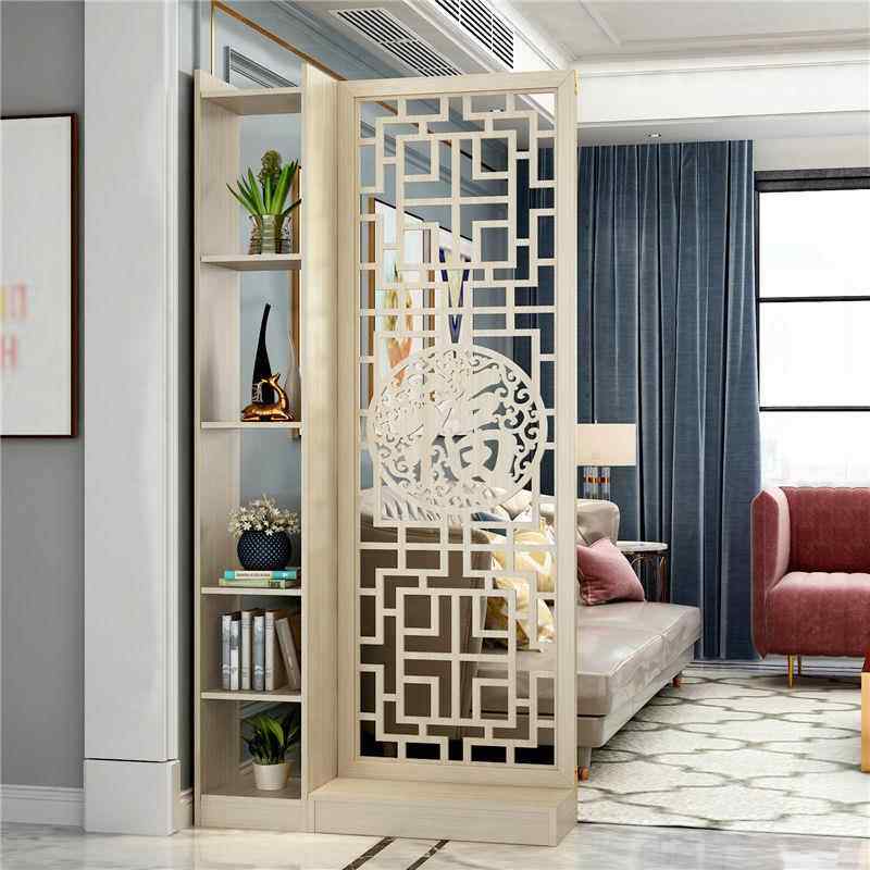 新中入式玄柜屏风隔断客厅镂空雕花置关物架易酒柜户GRW进简门装