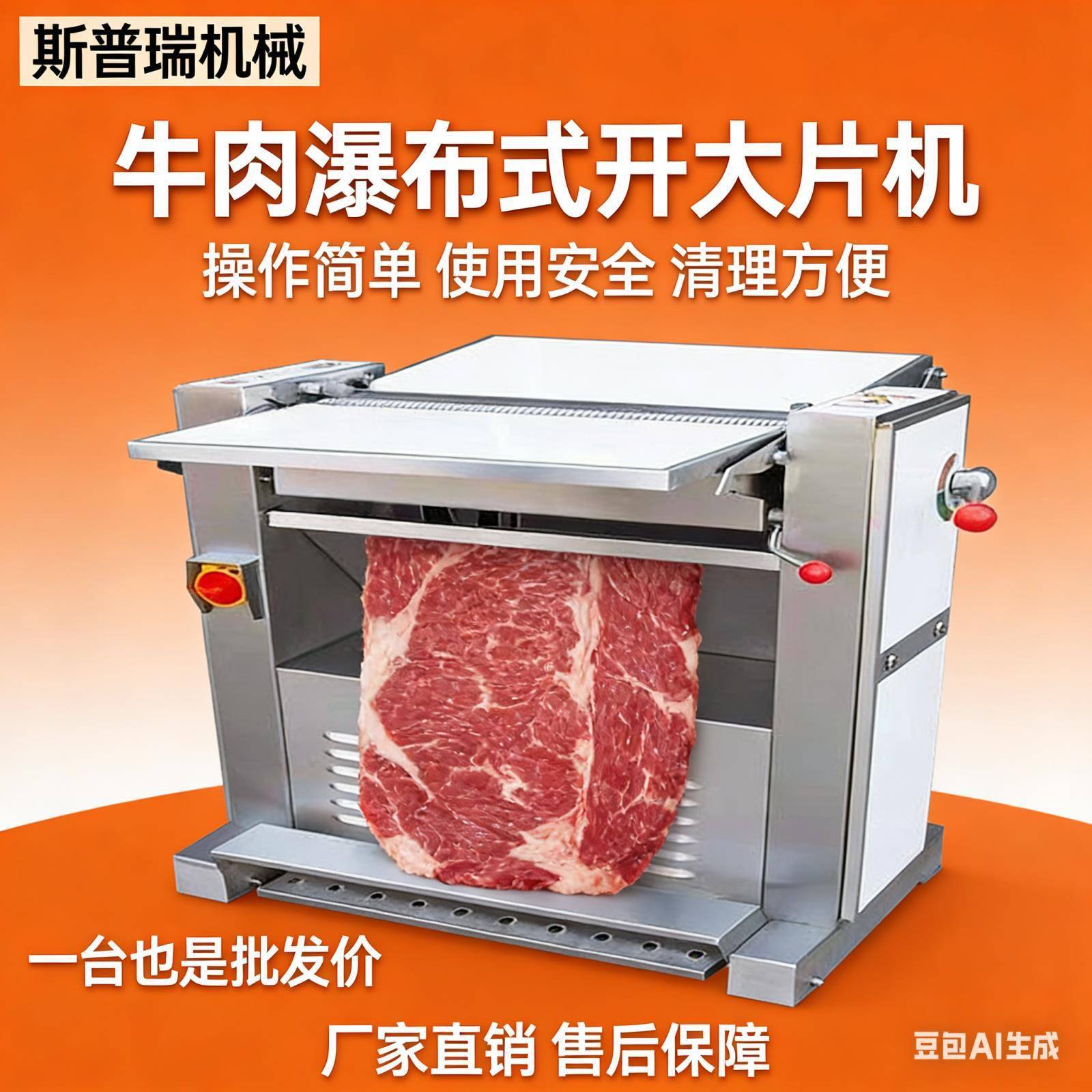 开片机肉类304猪肉机设牛肉切片机连续式开片商用牛肉大片机设备