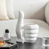 高颜值ins风创意大拇指手势陶瓷纸巾盒餐巾收纳盒样板间装 饰摆件