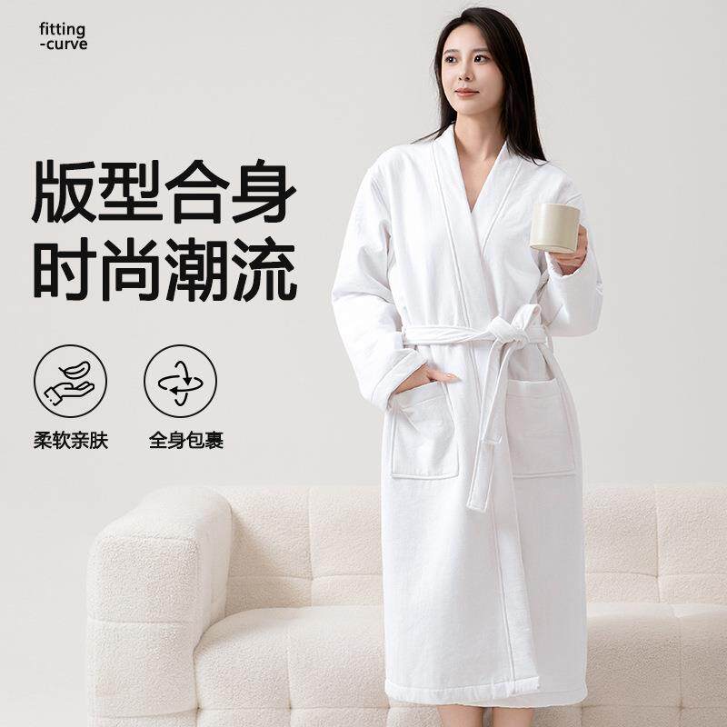 四季长款浴袍男女士通用套装秋冬季睡袍酒店加厚贴码亚马逊款