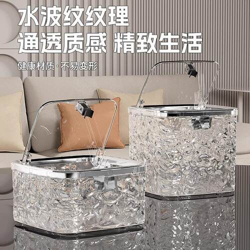 Water ripple desktop trash can with large capacity, flip-top