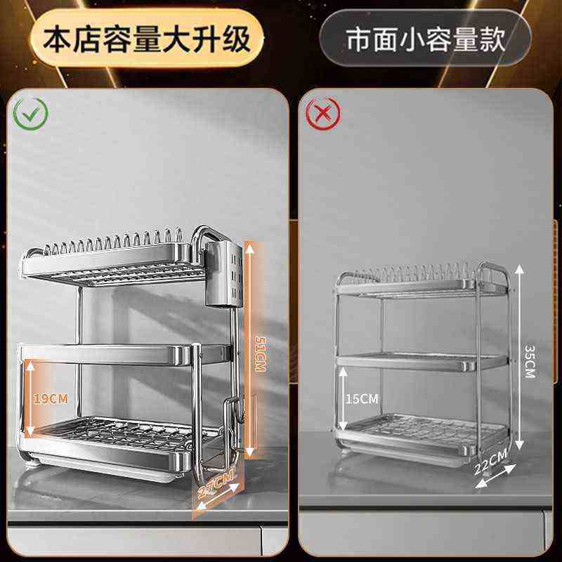 304不锈钢碗碟收纳架沥水篮碗架厨房置物架台面放碗盘碗筷收纳架,厨房/烹饪用具,厨房抽屉置物架,淘宝优惠券,粉丝福利购,淘宝优惠卷