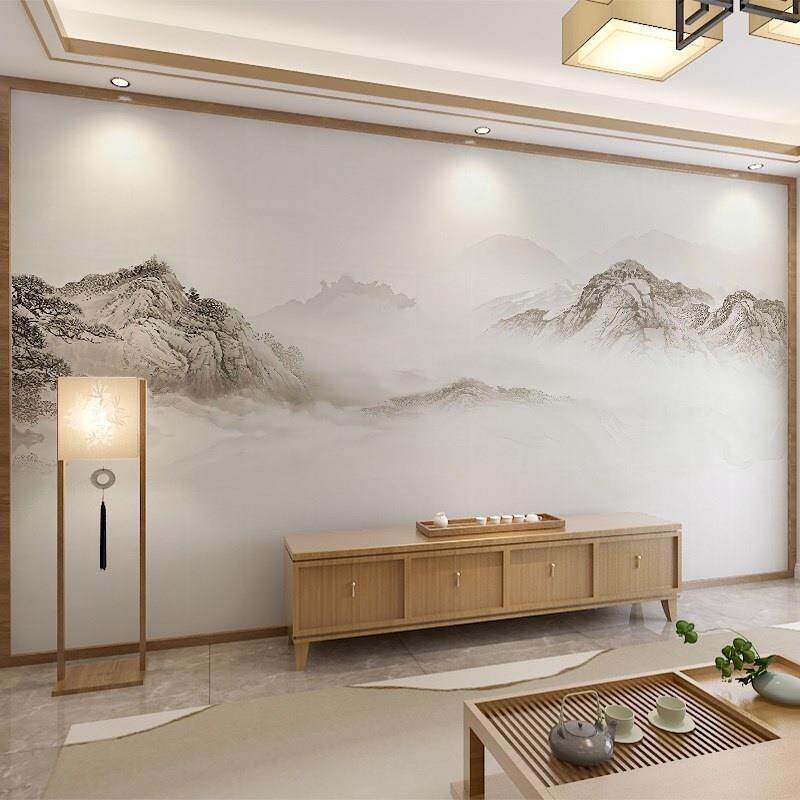 现代客厅山水画竹木纤维集成墙板电视背景墙3d沙发卧室床头护墙板