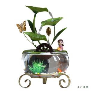 客小型轻风流水生财鱼BVO缸摆件奢循环桌水家用厅面装饰开业礼品