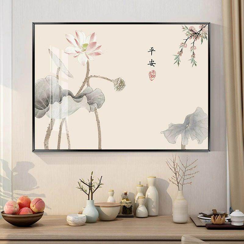 新中式饭厅装饰画 画吃饭厅壁画 画餐桌背景墙饭厅荷花茶室办公室