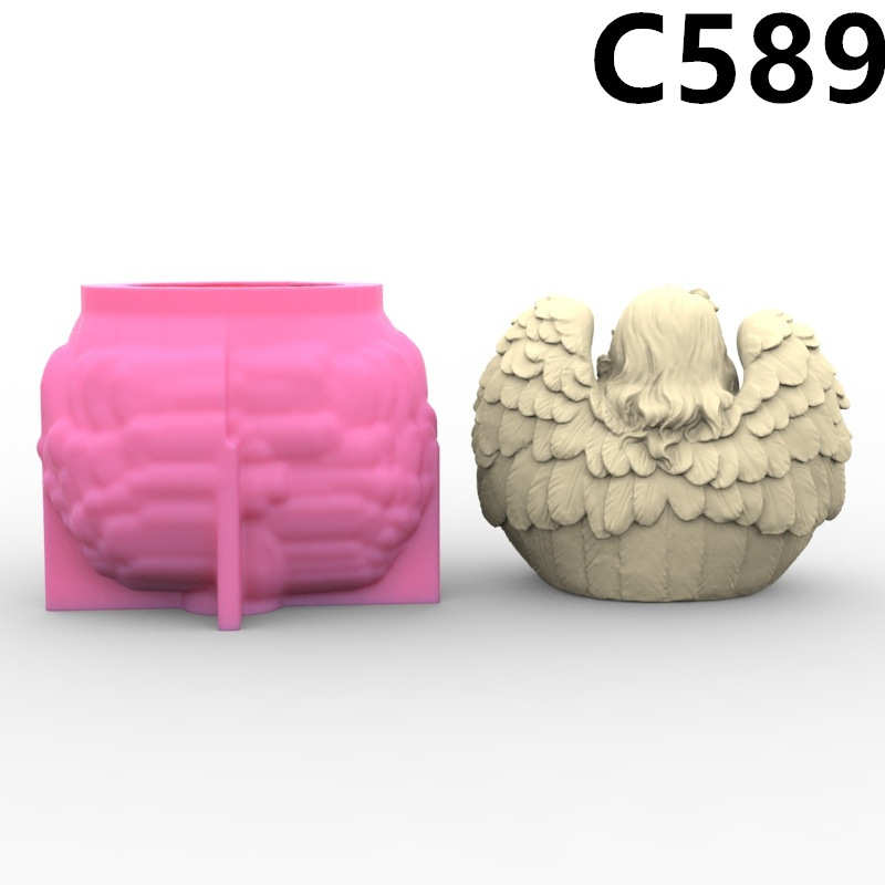 创意天使少女硅胶模具 diy石膏树脂烛台装饰硅胶模具C589
