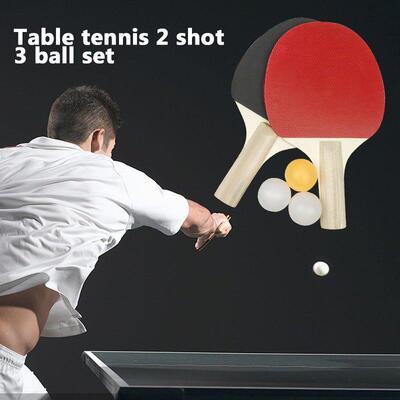 2 pcs Table Tennis Racket Set with 3 ball Play Ping Pong Pad