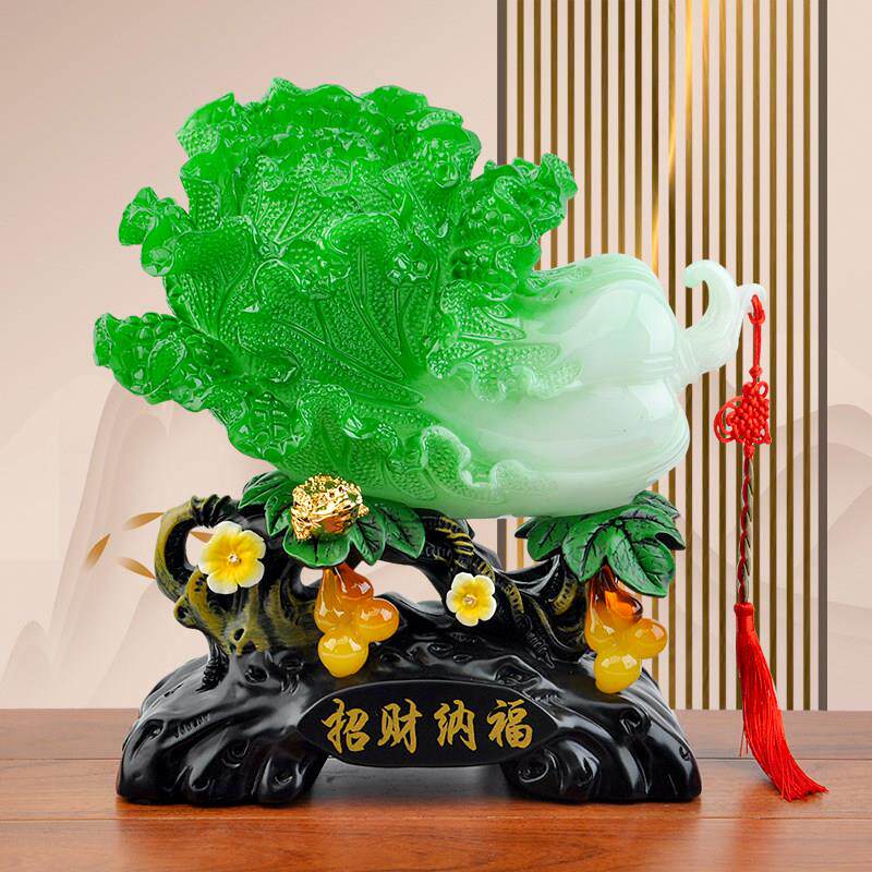 白菜摆件招财客厅百财如意翡翠玉发财大白菜装饰工艺礼品摆饰开