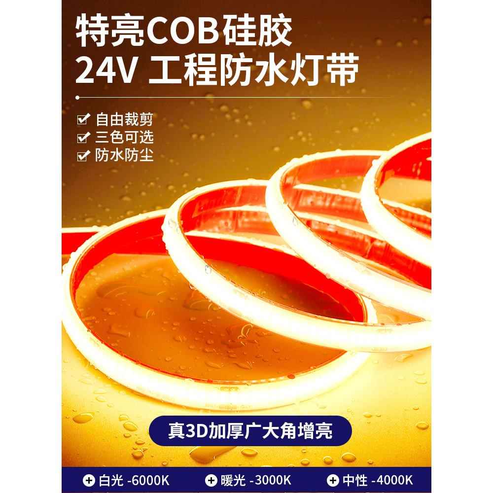 实心硅胶鱼缸24V水下鱼池户外Ip68自粘低压灯条