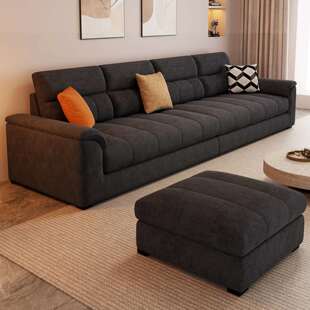 现代简约布艺沙发客厅雪尼尔直排奶油风2026新款小户型三四人沙发