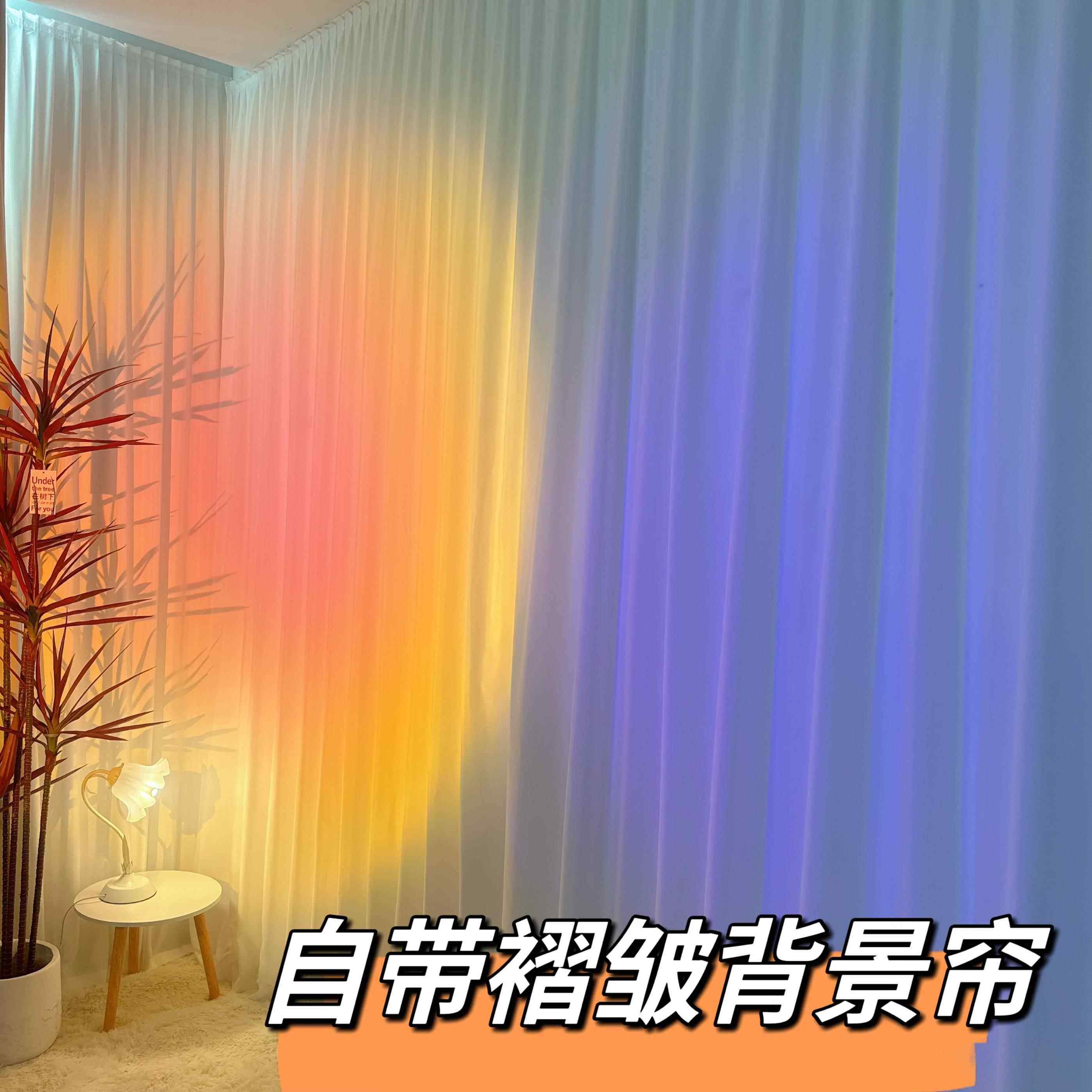 直播间背景免打孔带褶皱背景纱窗帘主播专用高级感魔术贴免打孔纱,居家布艺,定制窗帘,淘宝优惠券,粉丝福利购,淘宝优惠卷