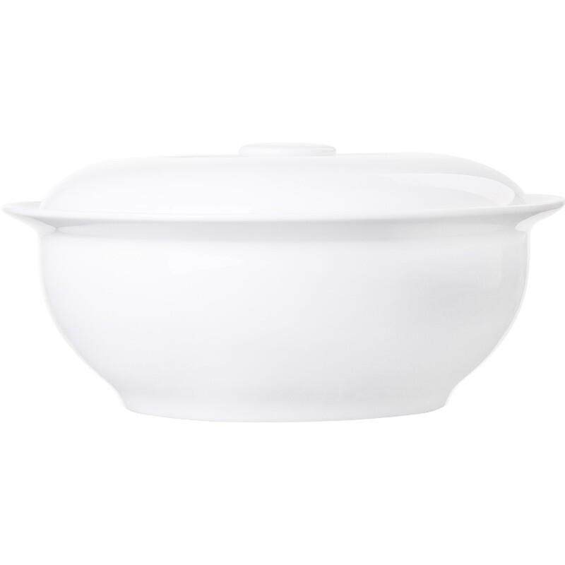 唐山骨瓷带盖大汤碗陶瓷餐具纯白碗具汤盆家用釉下彩有盖汤锅