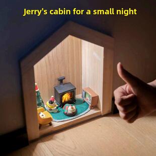 木材定制质量杰瑞门洞猫洞小房子夜灯木屋角落老鼠装饰家具实木