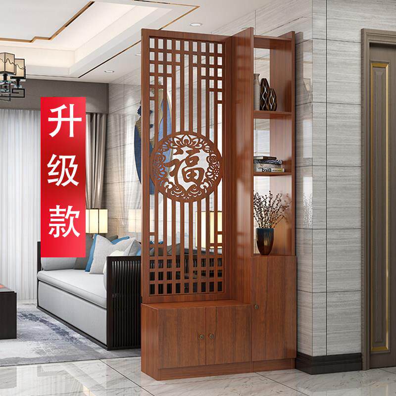 新型中国风入口屏风隔断柜客厅入口柜鞋柜一体对入口门挡实木福字