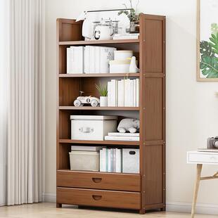 书架置物架落地多层简易桌上收纳架实木小书柜桌面客厅学生省空间