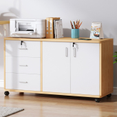 文件柜桌下办公柜木质边柜带锁办公室柜子打印机抽屉柜储物柜矮柜