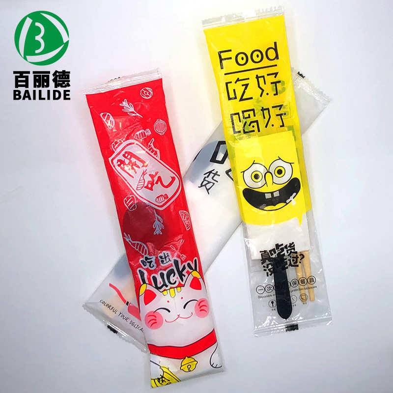 厂家批发一次性餐具四件套装竹纤维筷子饭店商用加厚勺子外卖打包