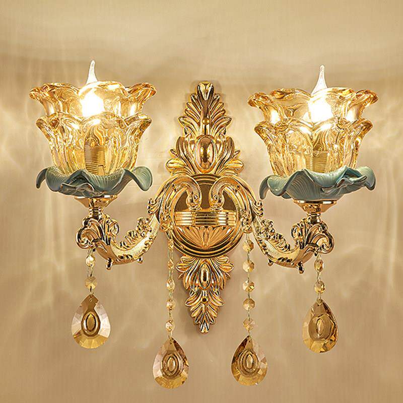 壁灯欧式罗马柱电视背景墙卧室灯床头灯楼梯奢华大气欧式陶瓷壁灯