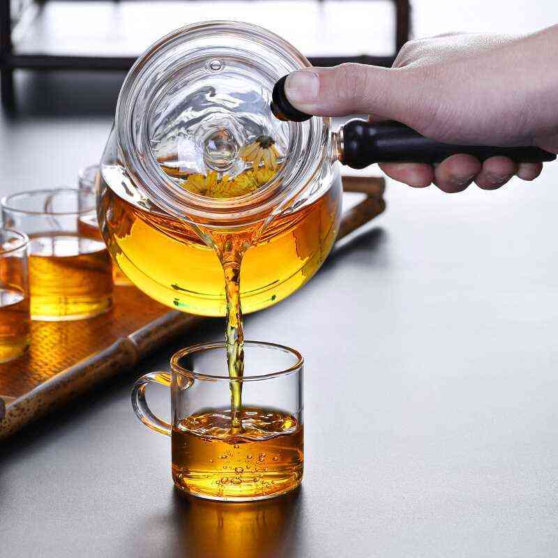 侧壶两用玻璃器皿煮 把炉茶器黑檀木玻璃蒸煮茶具茶器加热电陶
