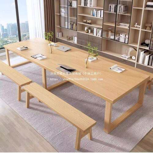 电脑无品牌/桌实木书桌办公桌客商作大板桌写字桌用工台厅长条桌
