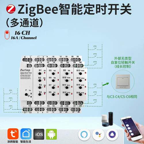 zigbee智能定时开关涂鸦家居迷你通断器app遥控定时语音开关模组