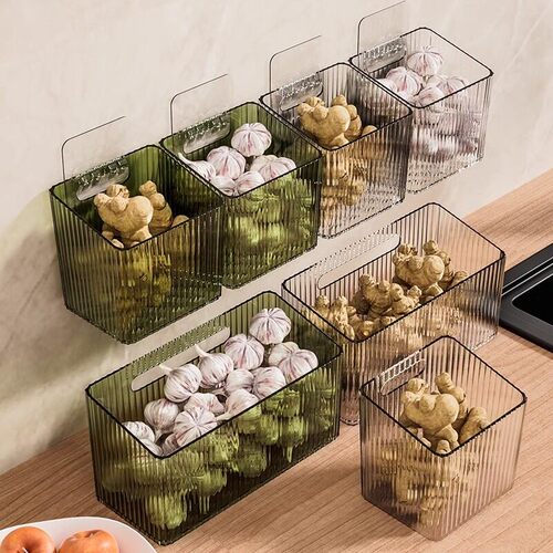 Kitchen storage baskets and shelves, bathroom hanging basket