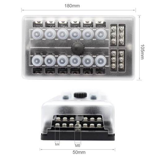 新款 DC12V 24V12路保护器座 可复位多路保险丝盒 12路断路器