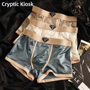 Cryptic Kiosk冰丝缎面男士平角内裤抗菌裆透气轻奢男士四角短裤