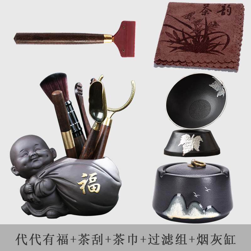 茶宠茶桌摆件精品可养变色招财金蟾貔貅紫砂茶道六君子茶具配件